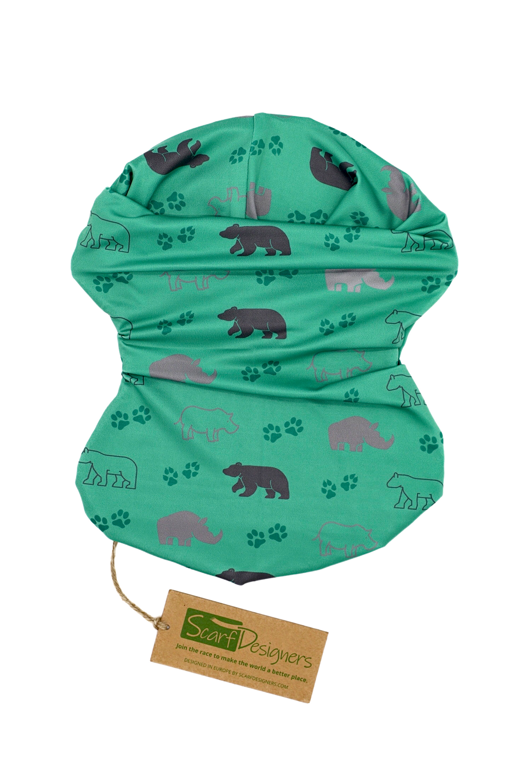 Grünes Tiermuster-Bandana aus recyceltem Polyester