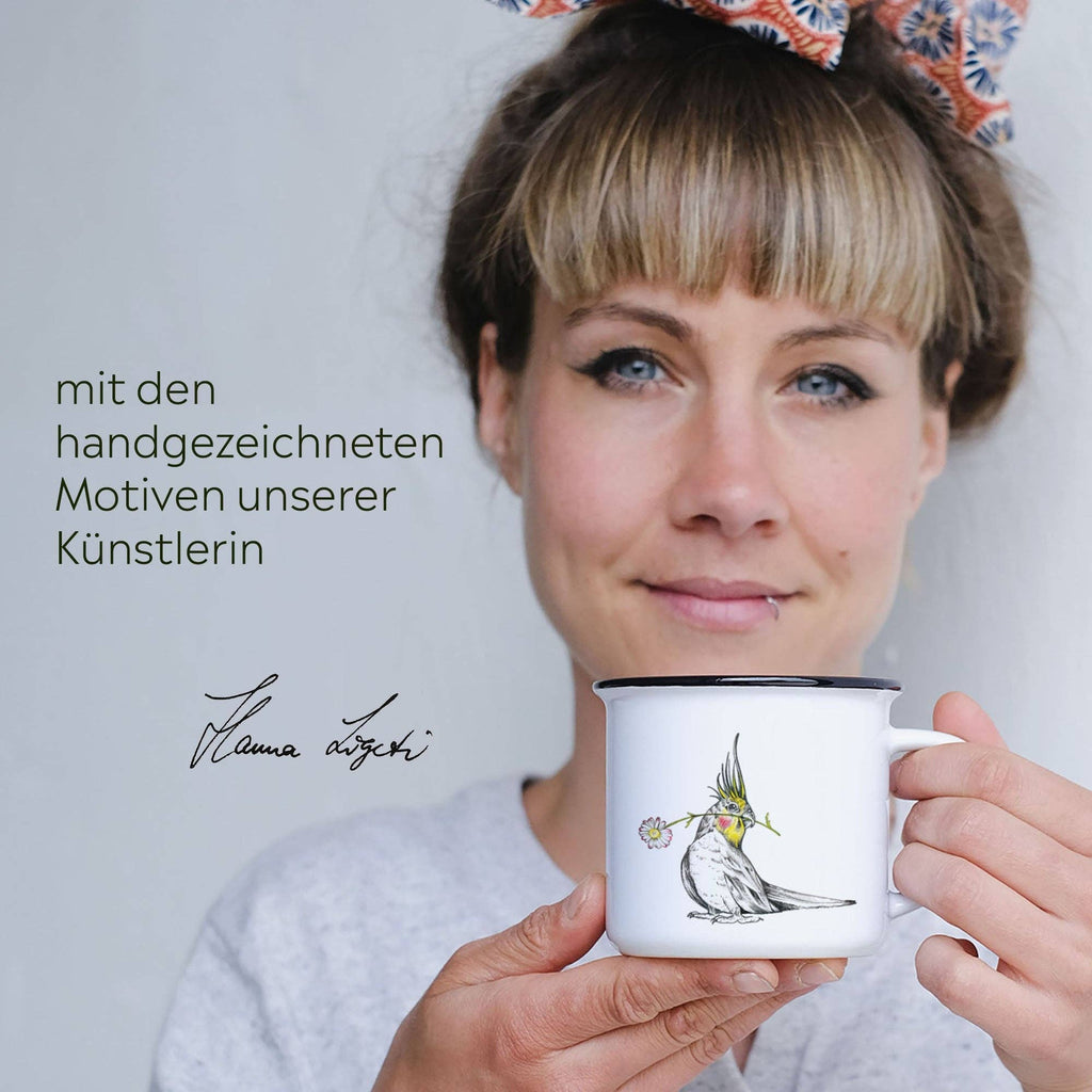 LIGARTI Keramiktasse  – Blümchensittich