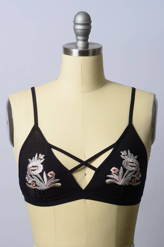 Blumenstickerei Patch Strap Bralette