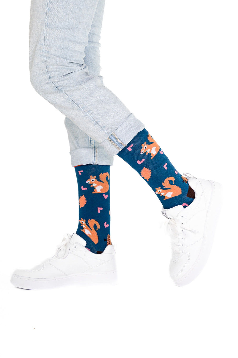 Billy Brown Nahtlose grüne Socken mit Bio-Baumwolle und Eichhörnchen-Motiv