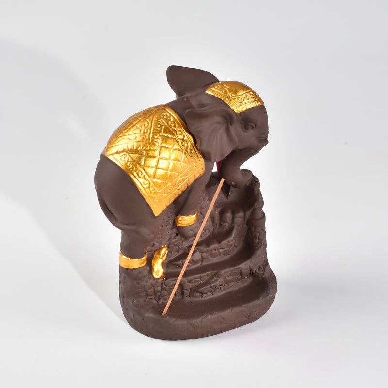Keramik-Räuchergefäß „Wisdom of the Elephant“ in Gold