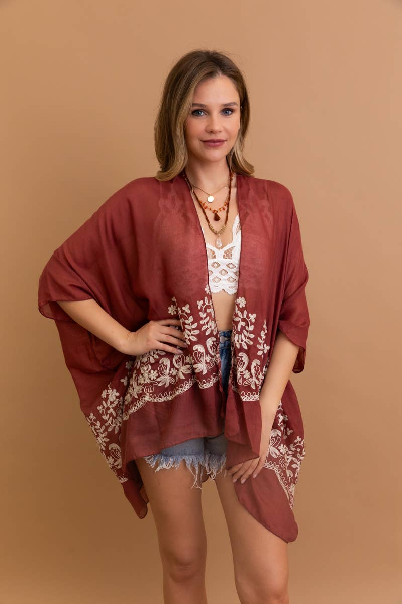 Kimono mit Blumenstickerei im Boho-Chic-Stil | Stitch Detail 🌼