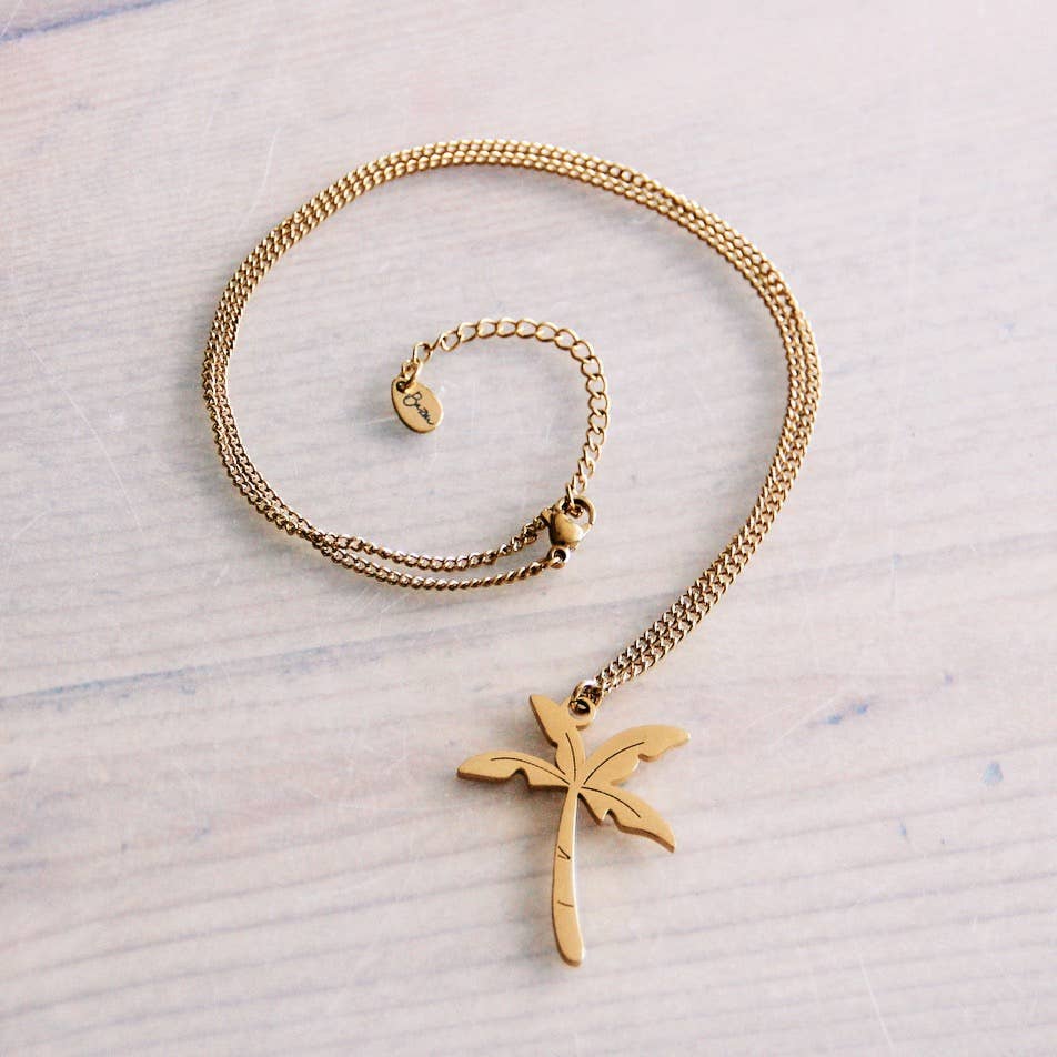 Feingliederkette aus Edelstahl mit Palme „groß“ — Gold