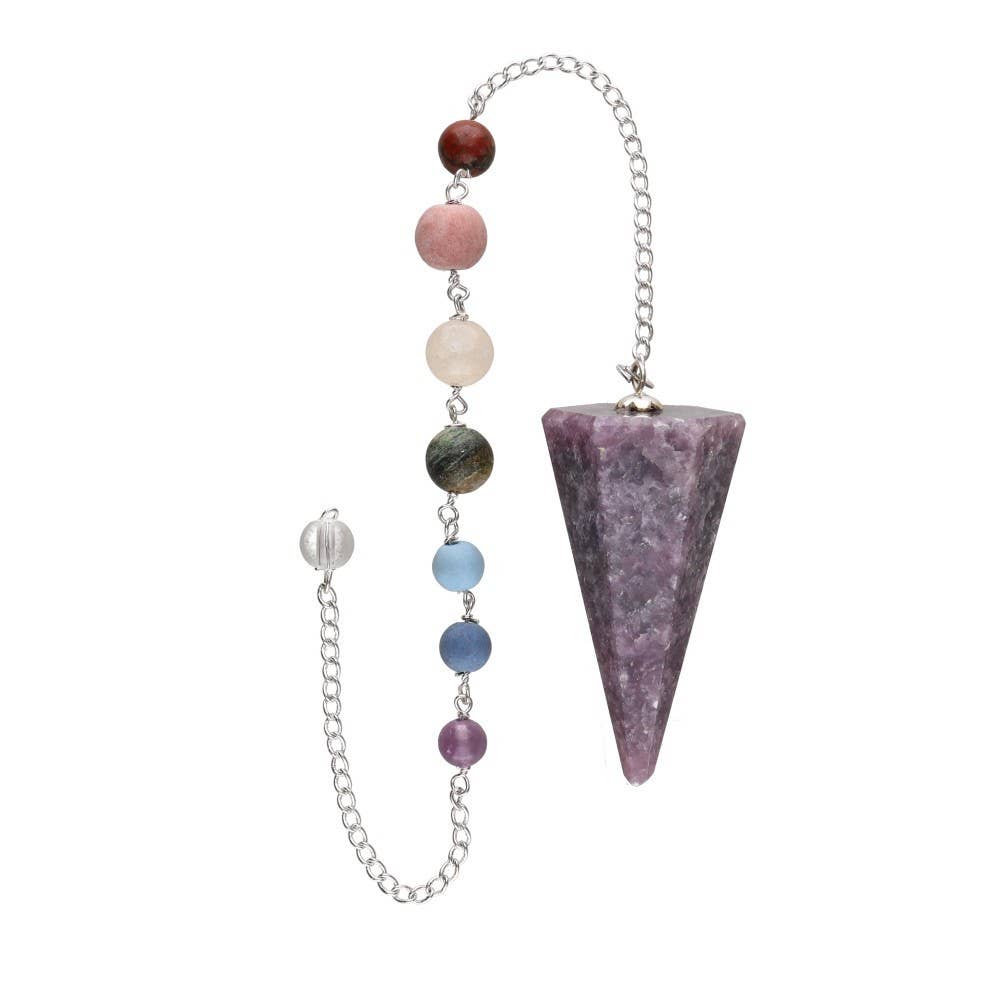 Facettierter Lepidolith-Chakra-Pendel