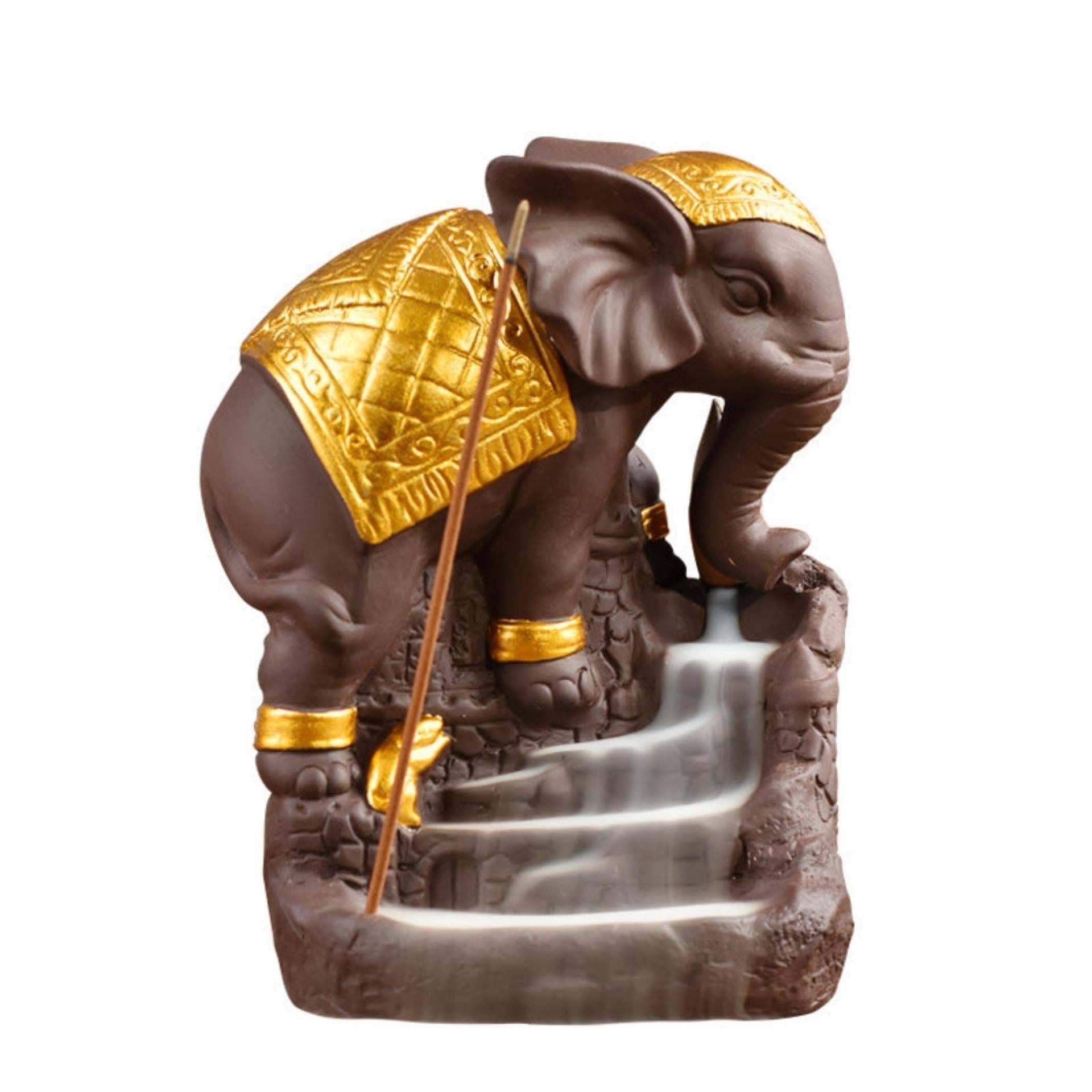 Keramik-Räuchergefäß „Wisdom of the Elephant“ in Gold