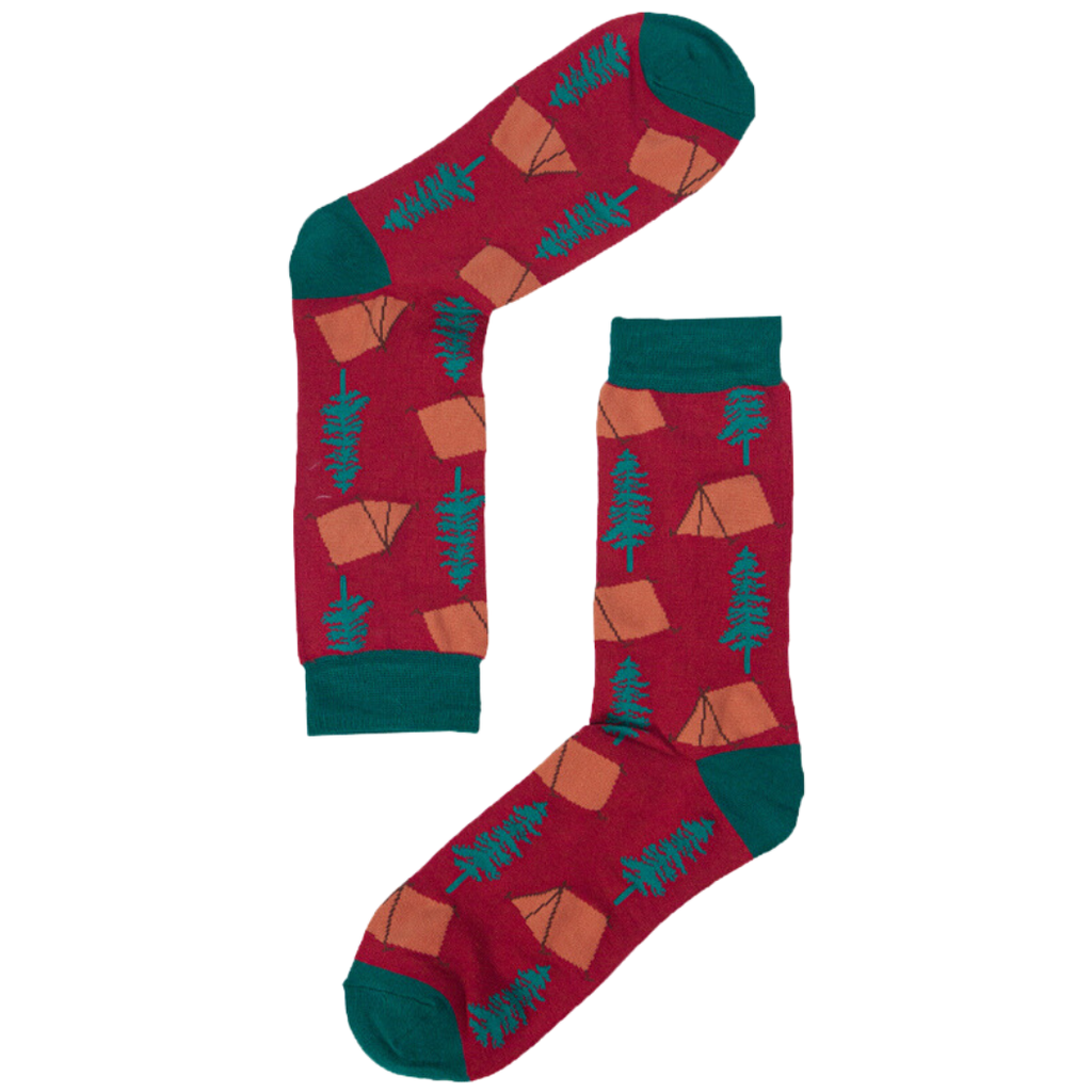 Campingsocken aus Bambus für Herren, Neuheit, Wandersocken, Rot