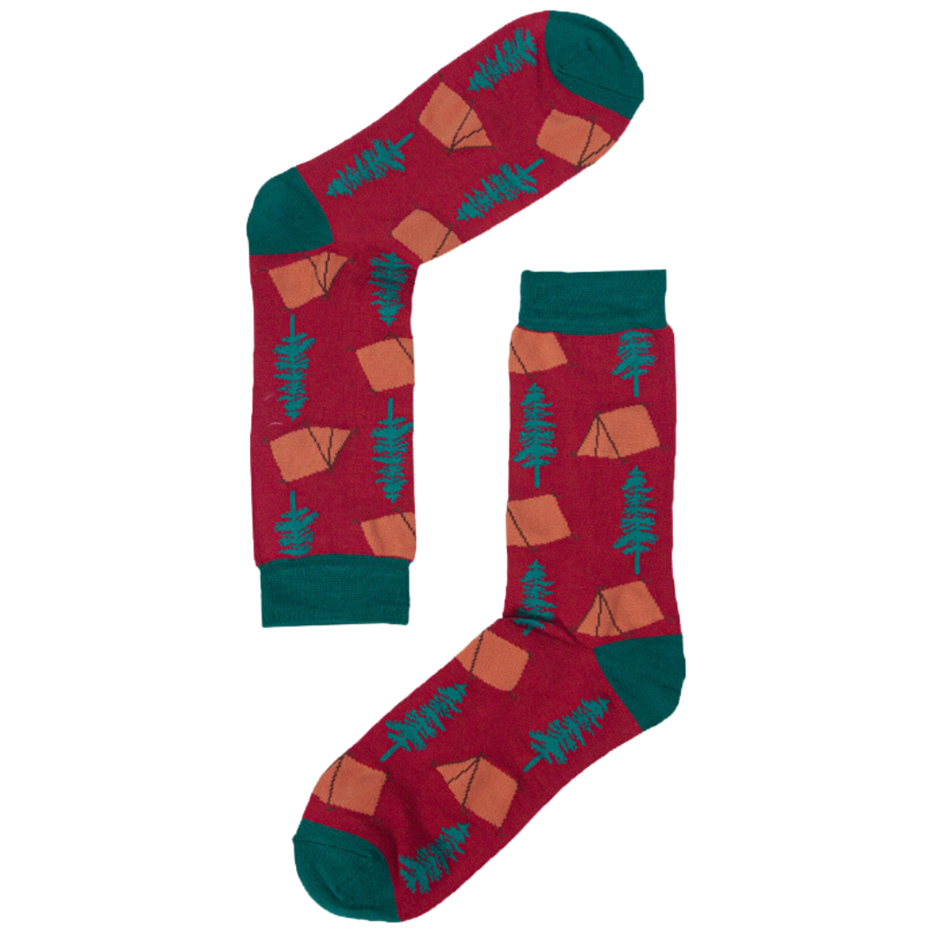 Campingsocken aus Bambus für Herren, Neuheit, Wandersocken, Rot