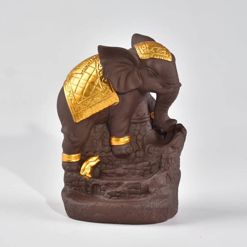 Keramik-Räuchergefäß „Wisdom of the Elephant“ in Gold