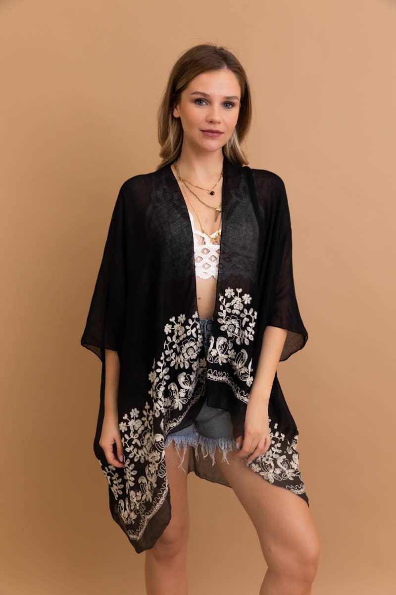 Kimono mit Blumenstickerei im Boho-Chic-Stil | Stitch Detail 🌼