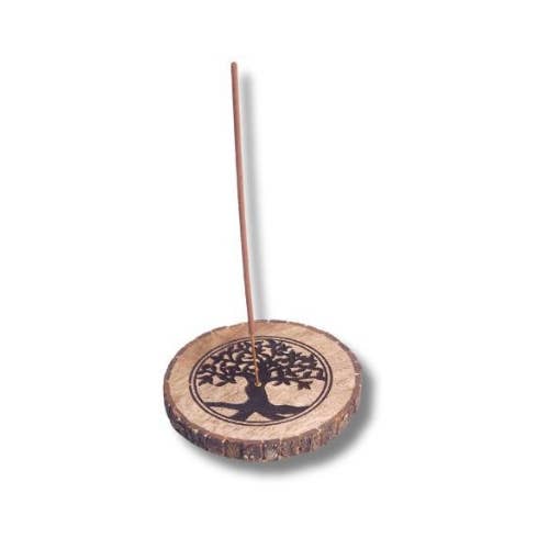 Räucherstäbchenhalter aus Mangoholz „Lebensbaum“ mit Holzrahmen