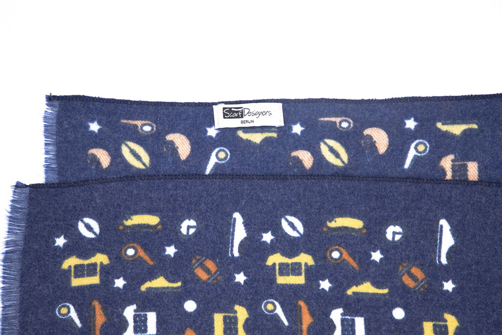 Warmer Baumwollschal für Herren mit sportlichem Design in Blau