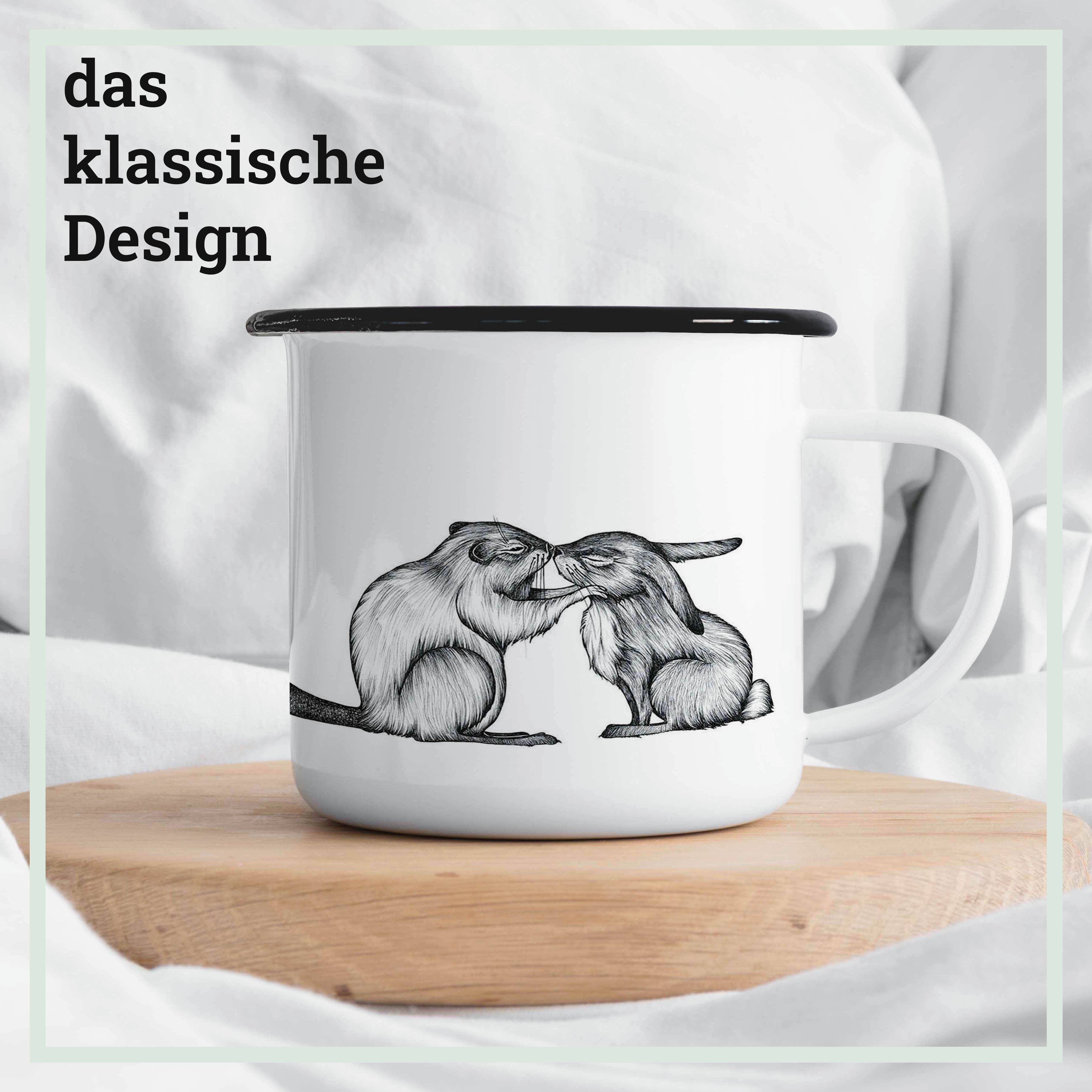 LIGARTI Emailletasse – Kaninchen & Biber