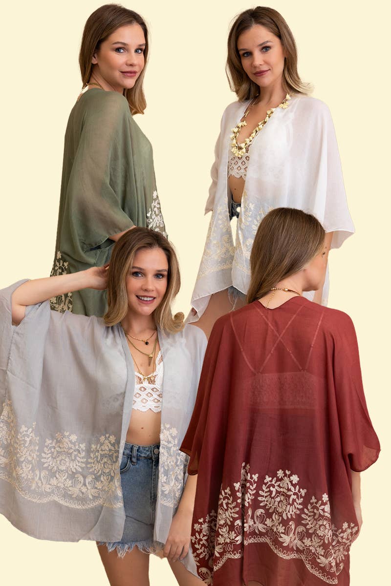 Kimono mit Blumenstickerei im Boho-Chic-Stil | Stitch Detail 🌼