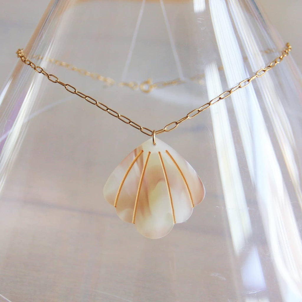 Halskette mit D-Kette aus Edelstahl mit XL-Schale — Gold