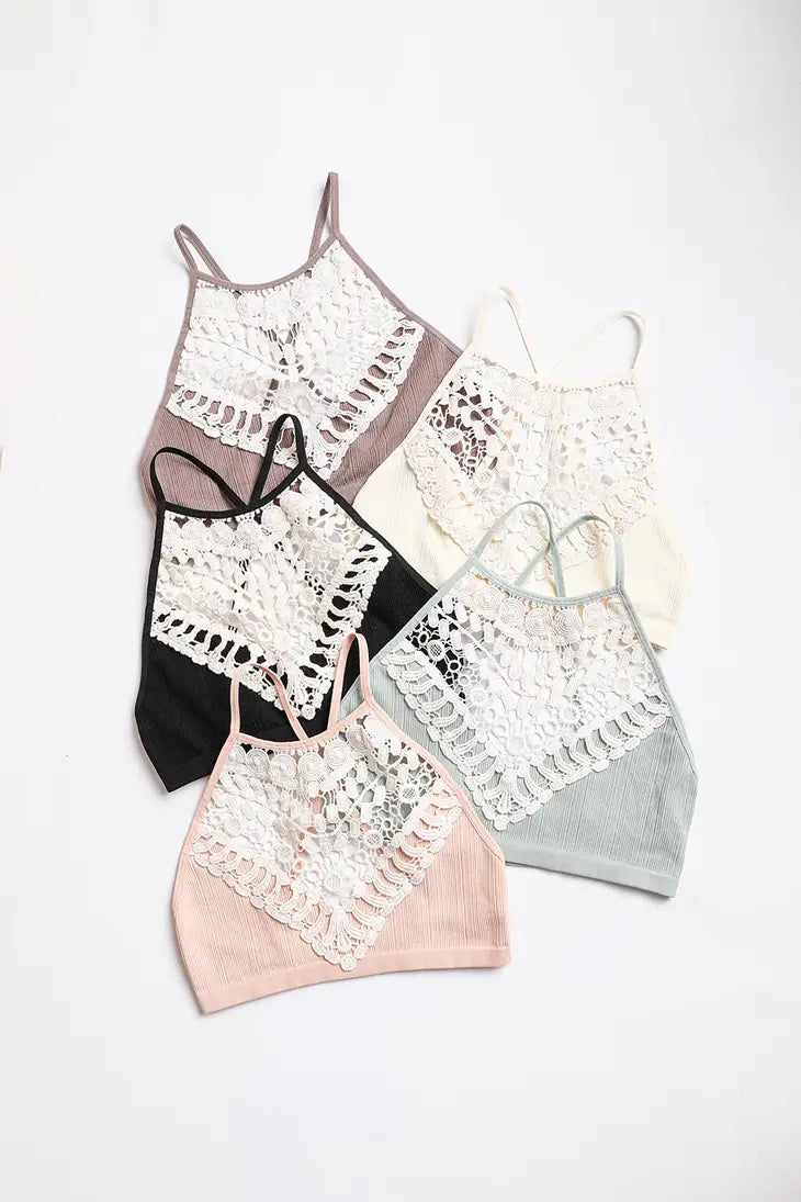 Hochgeschlossenes Bustier mit Häkelspitze