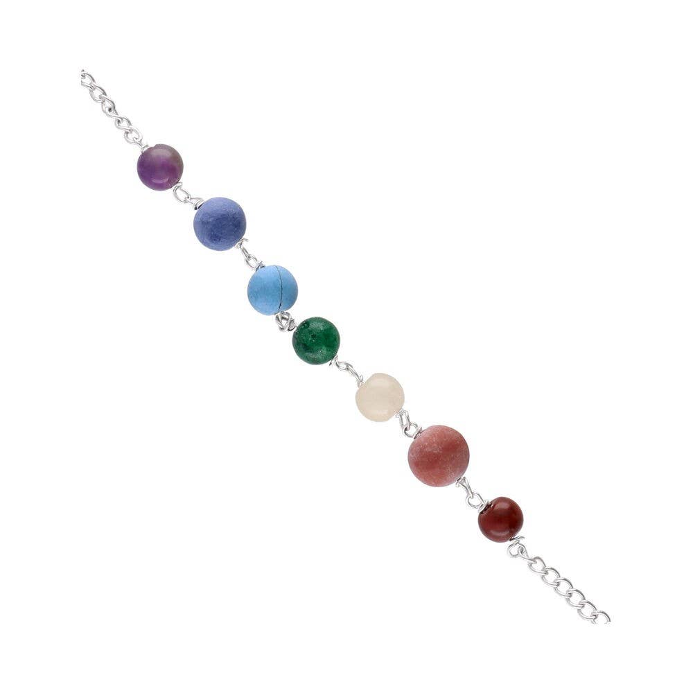 Adularia-Mermet-Pendel mit Chakren, versilbert