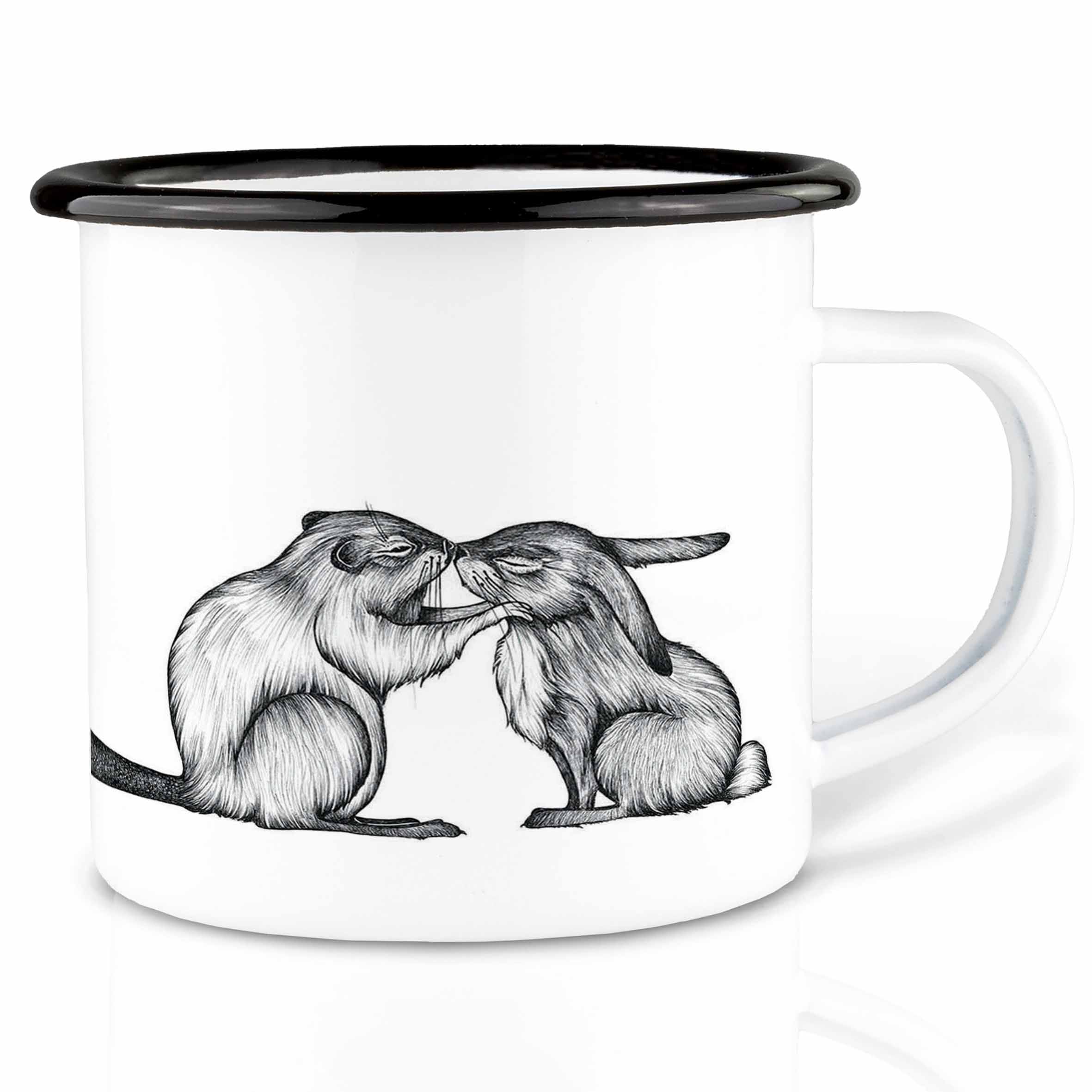 LIGARTI Emailletasse – Kaninchen & Biber