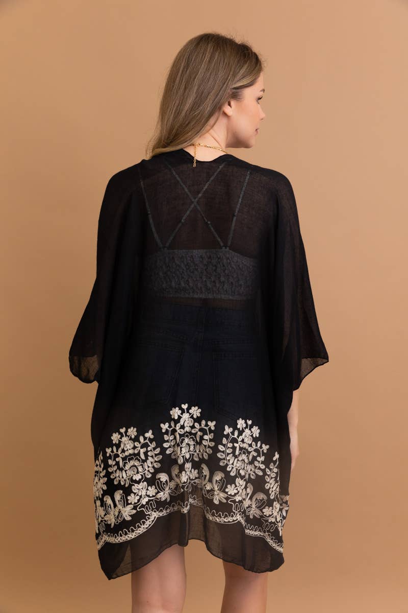 Kimono mit Blumenstickerei im Boho-Chic-Stil | Stitch Detail 🌼