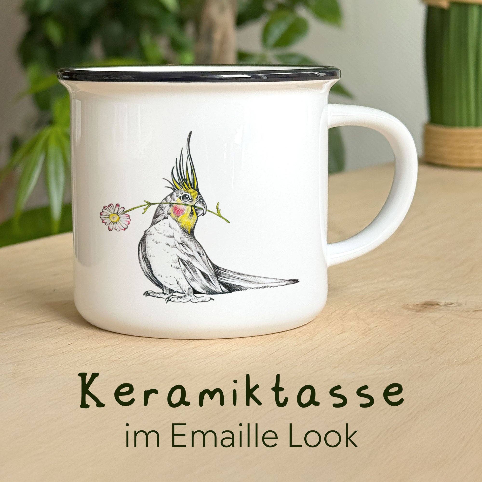 LIGARTI Keramiktasse  – Blümchensittich