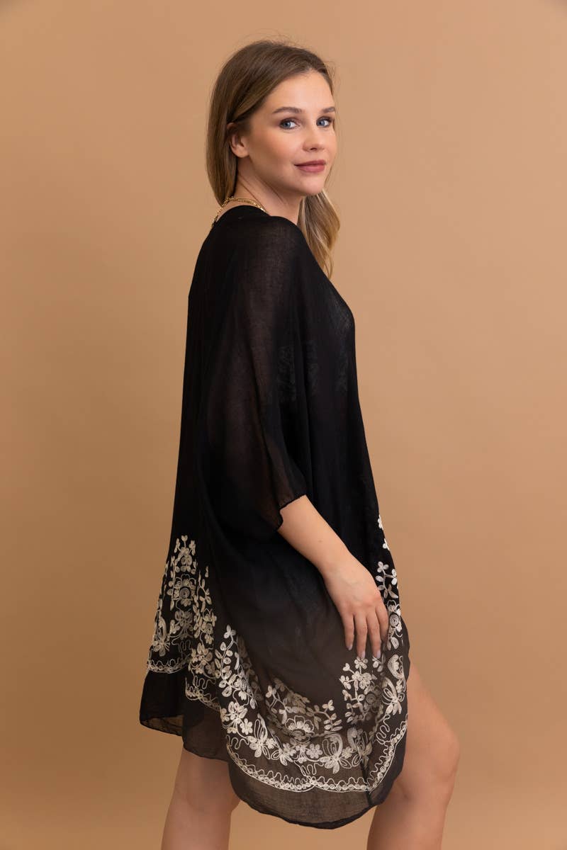 Kimono mit Blumenstickerei im Boho-Chic-Stil | Stitch Detail 🌼