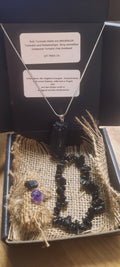 Roh-Turmalin-SET Kette mit Stein Verstelbar Ring und armband