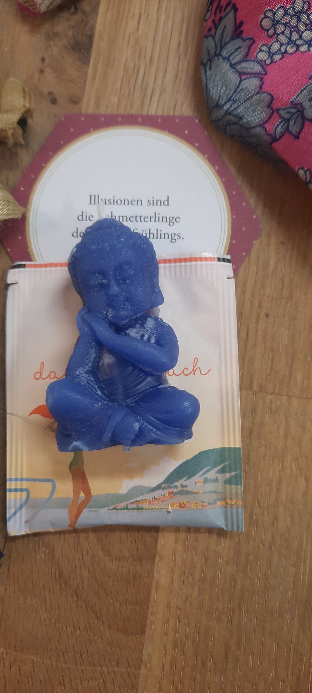 Mini Buddha Kerze in Beutel mit Botschaft