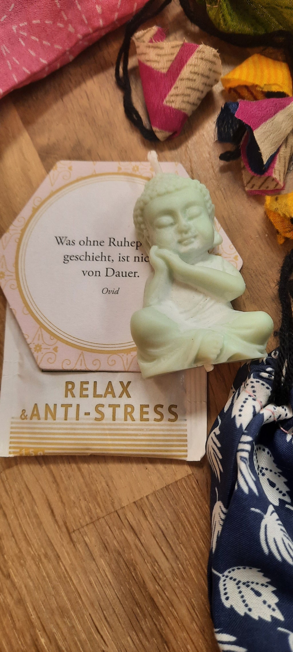 Mini Buddha Kerze in Beutel mit Botschaft