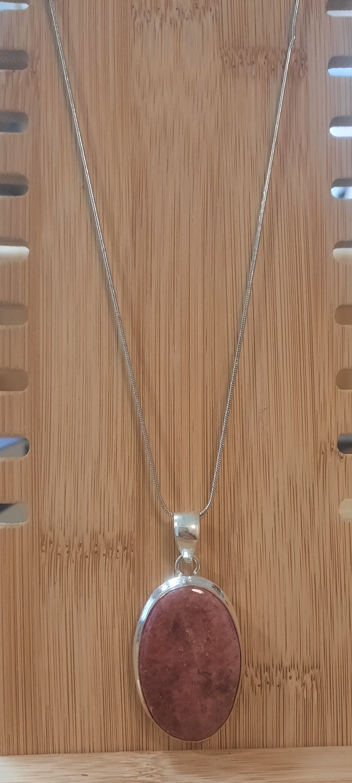 Rhodonit-Kette mit Anhänger Silber 925