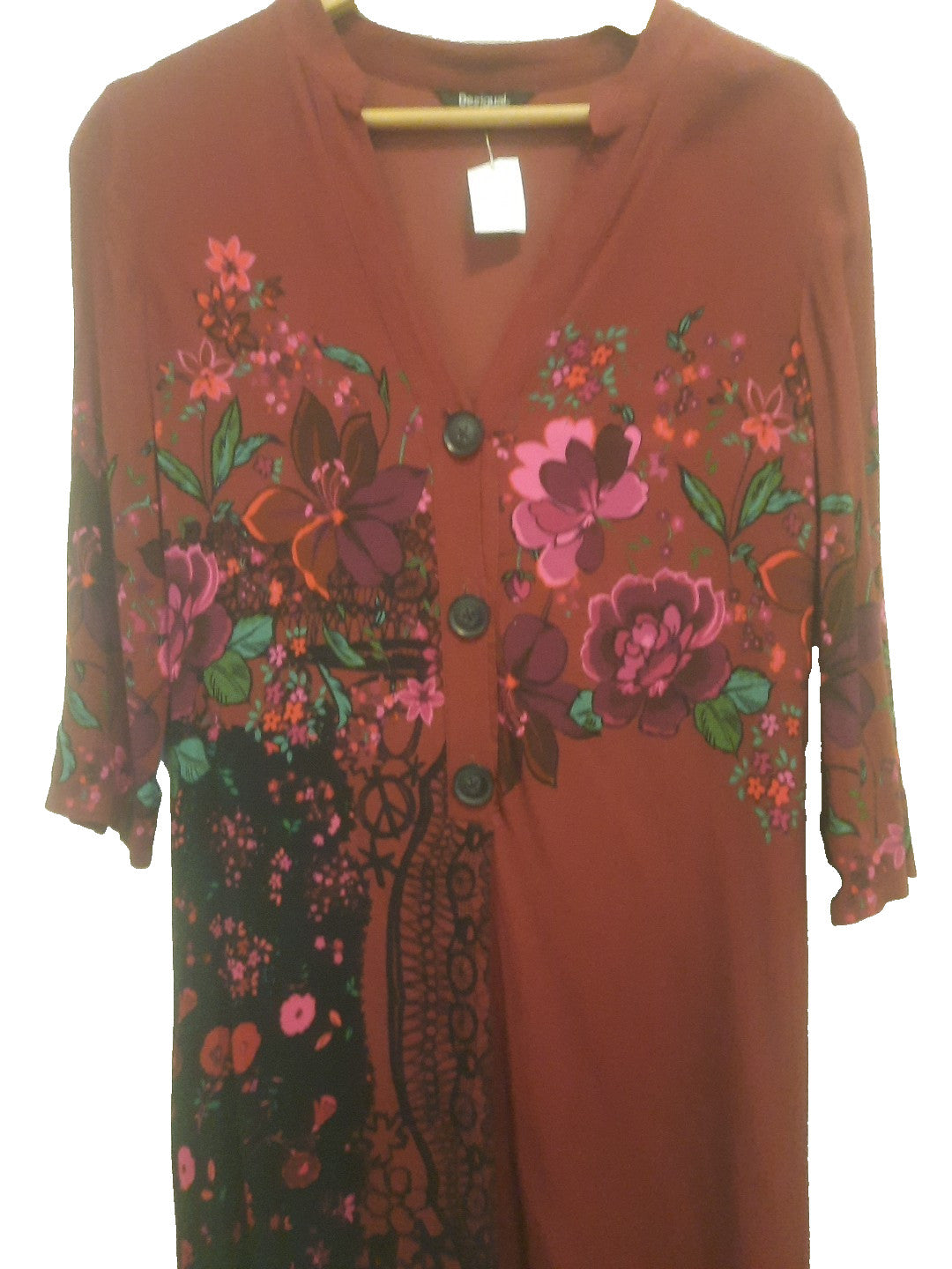 desigual Tunika damen Bluse Lang Blumen