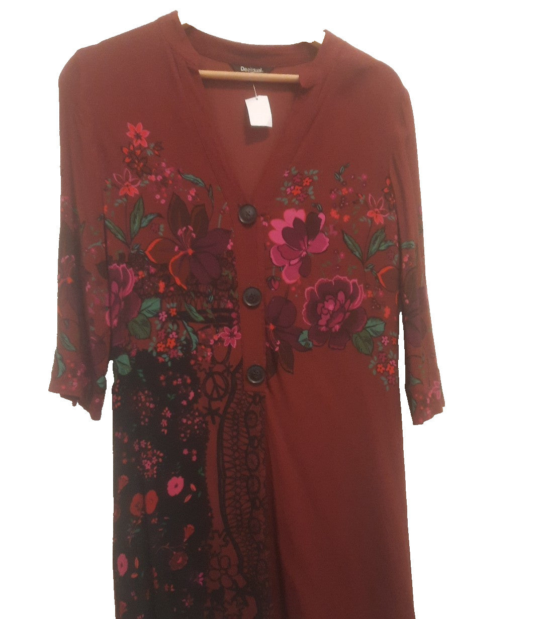 desigual Tunika damen Bluse Lang Blumen