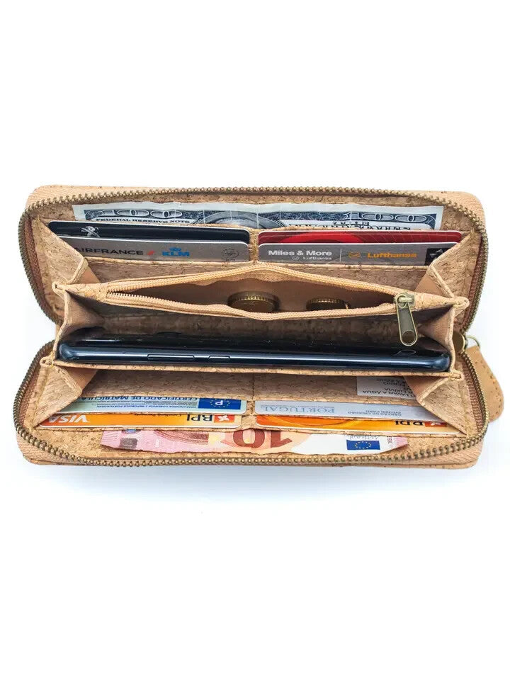 Meninas Bonitas Cork Frida Geldbörse mit Reißverschluss aus Kork