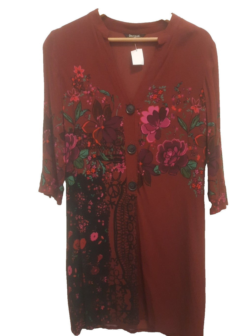 desigual Tunika damen Bluse Lang Blumen