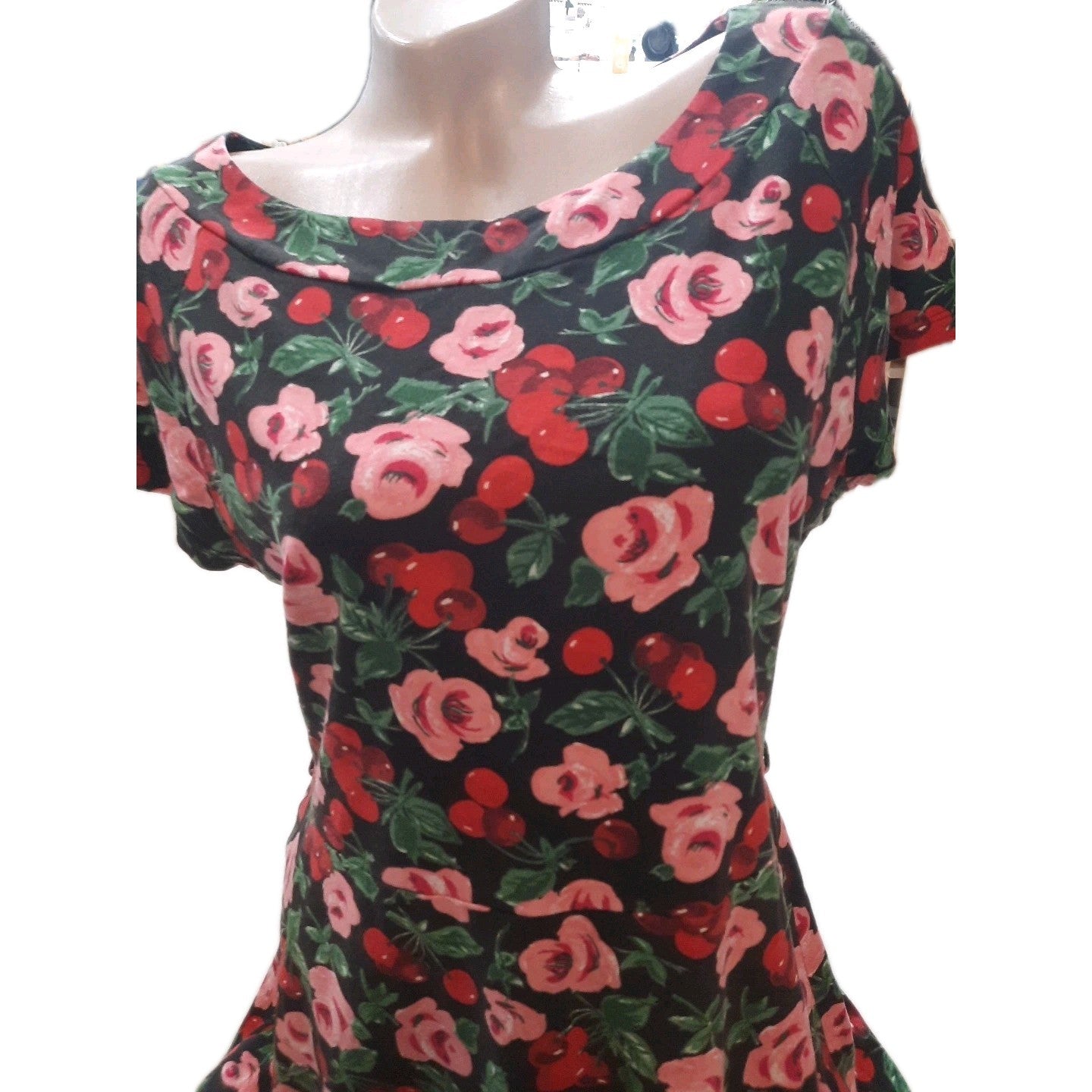 king louie kleid xl BLumen Kirschen Muster