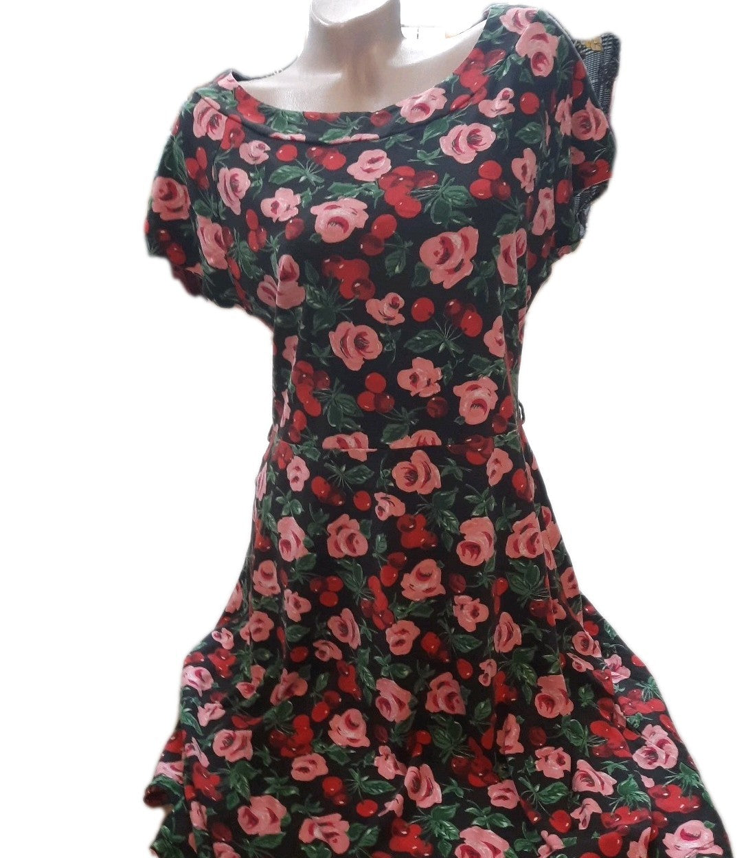 king louie kleid xl BLumen Kirschen Muster