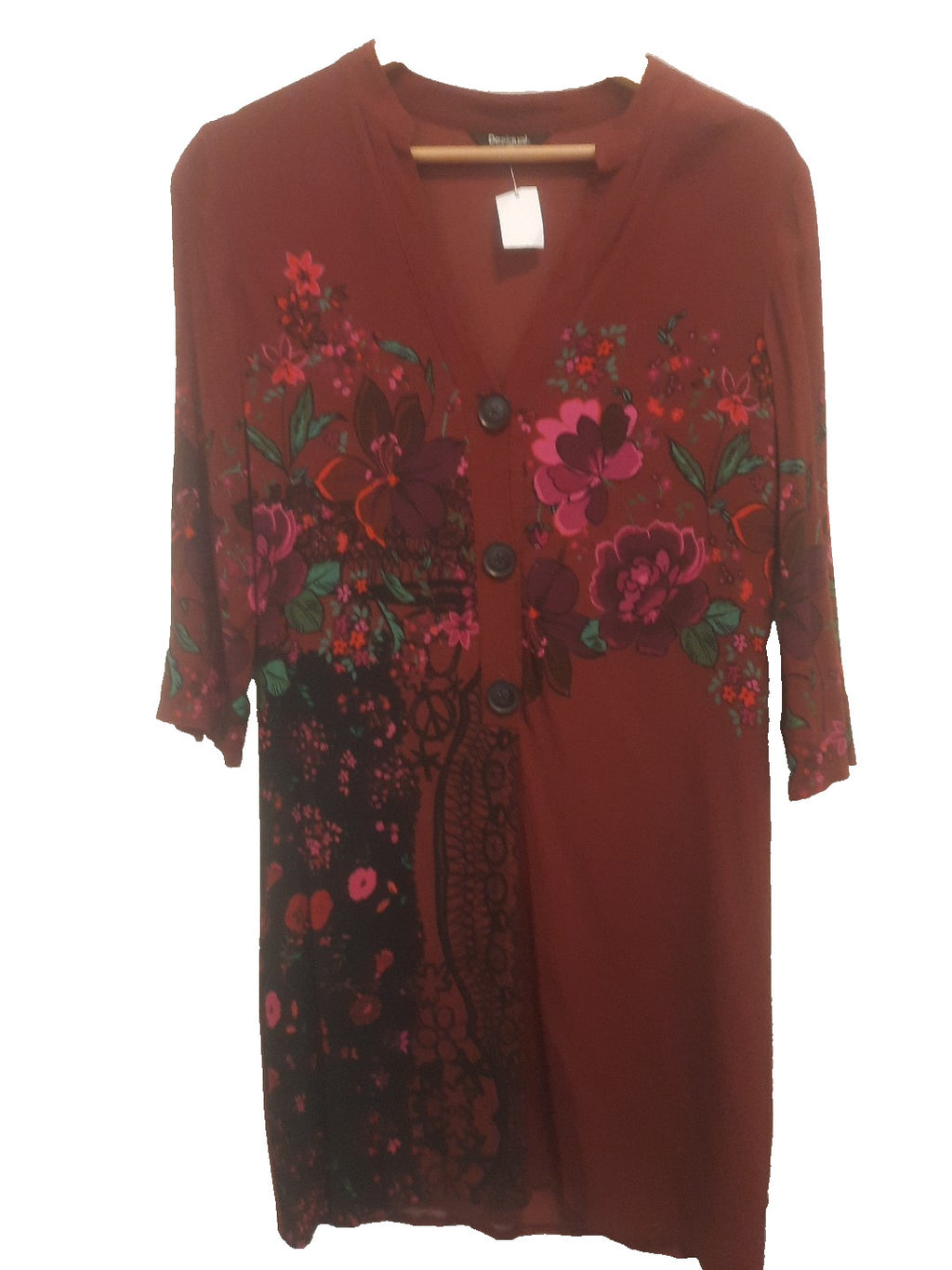 desigual Tunika damen Bluse Lang Blumen