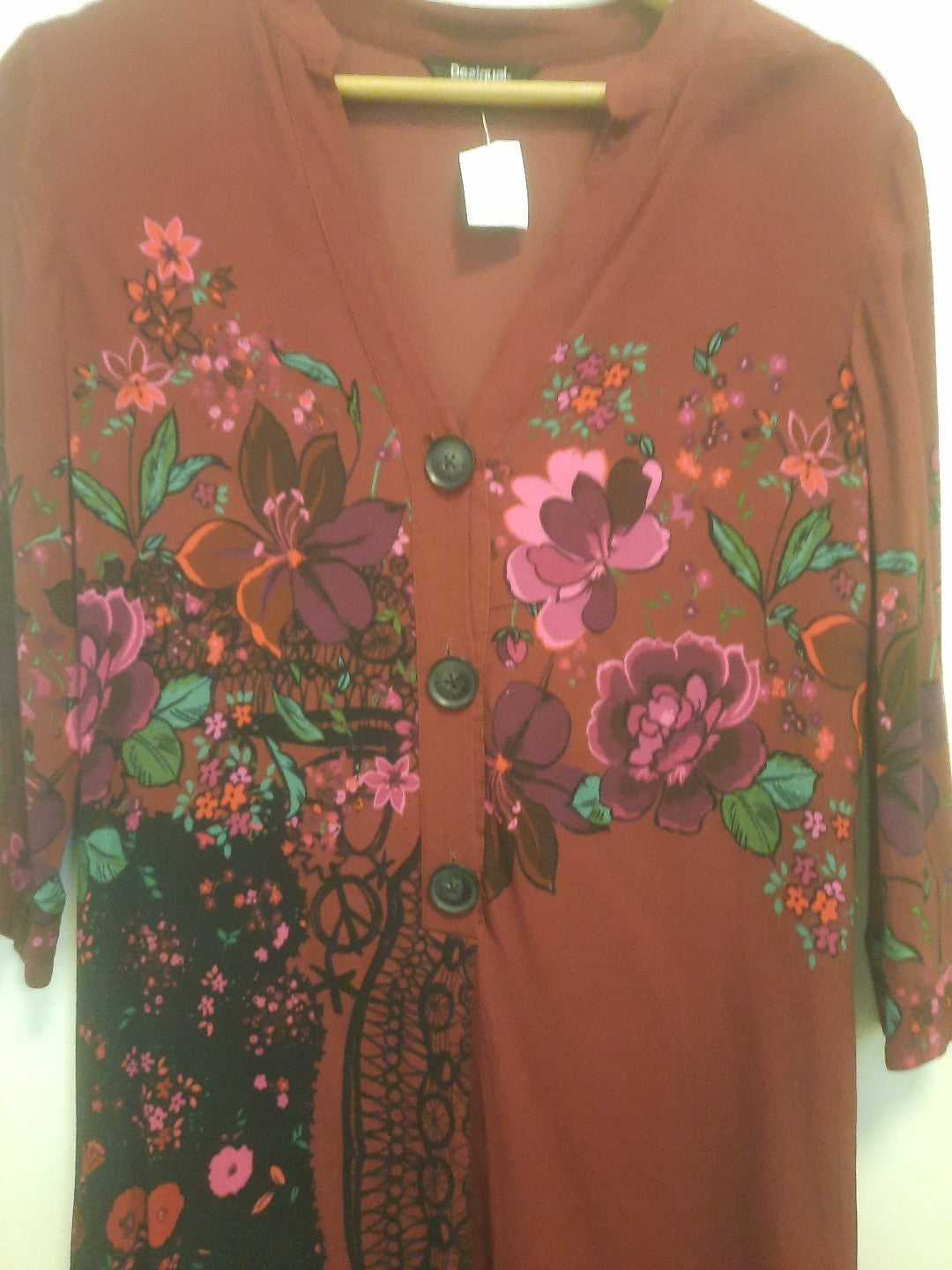 desigual Tunika damen Bluse Lang Blumen