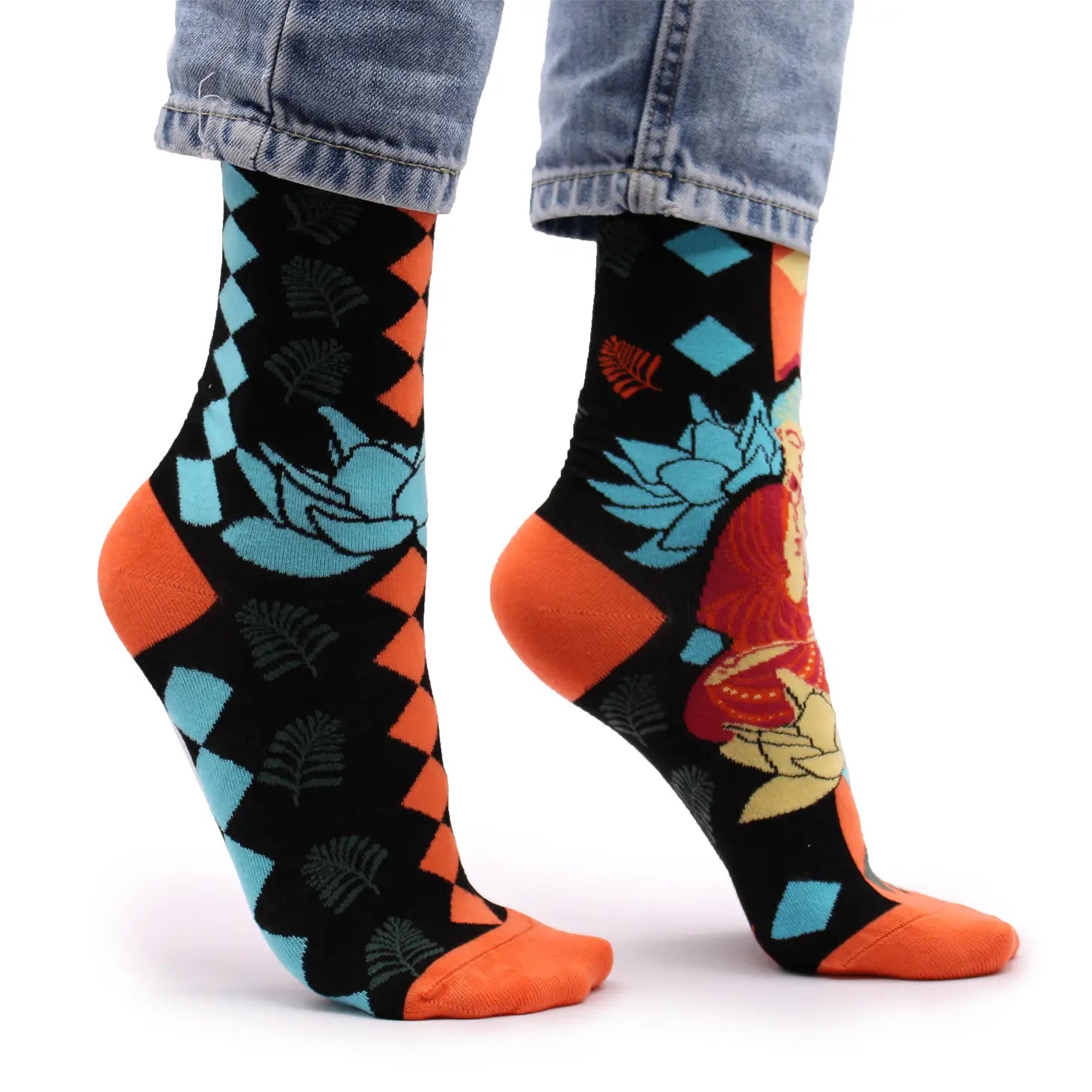 Hop Hare Bambussocken  - Blauer Buddha und Lotus
