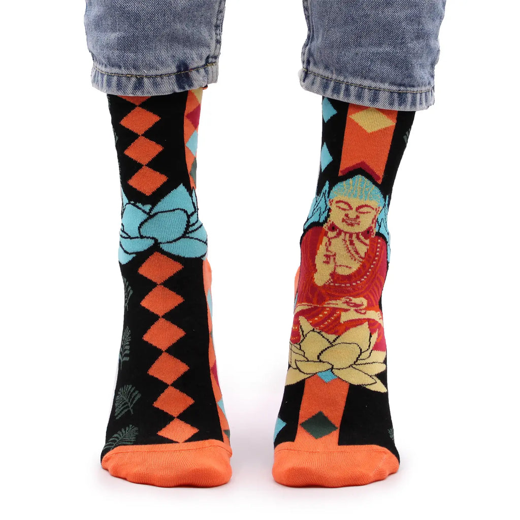 Hop Hare Bambussocken  - Blauer Buddha und Lotus