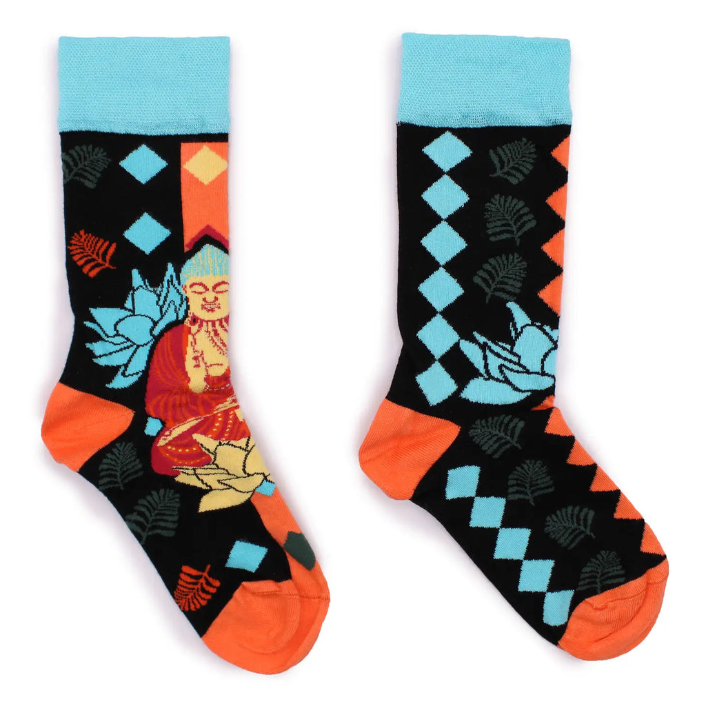 Hop Hare Bambussocken  - Blauer Buddha und Lotus
